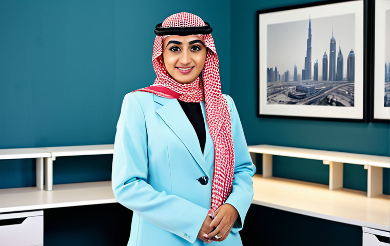 AI 진단 시스템의 실증 연구 결과 - **Subject:** A professional Arab businesswoman in a modern office.
* **Clothing:** Modest busi...